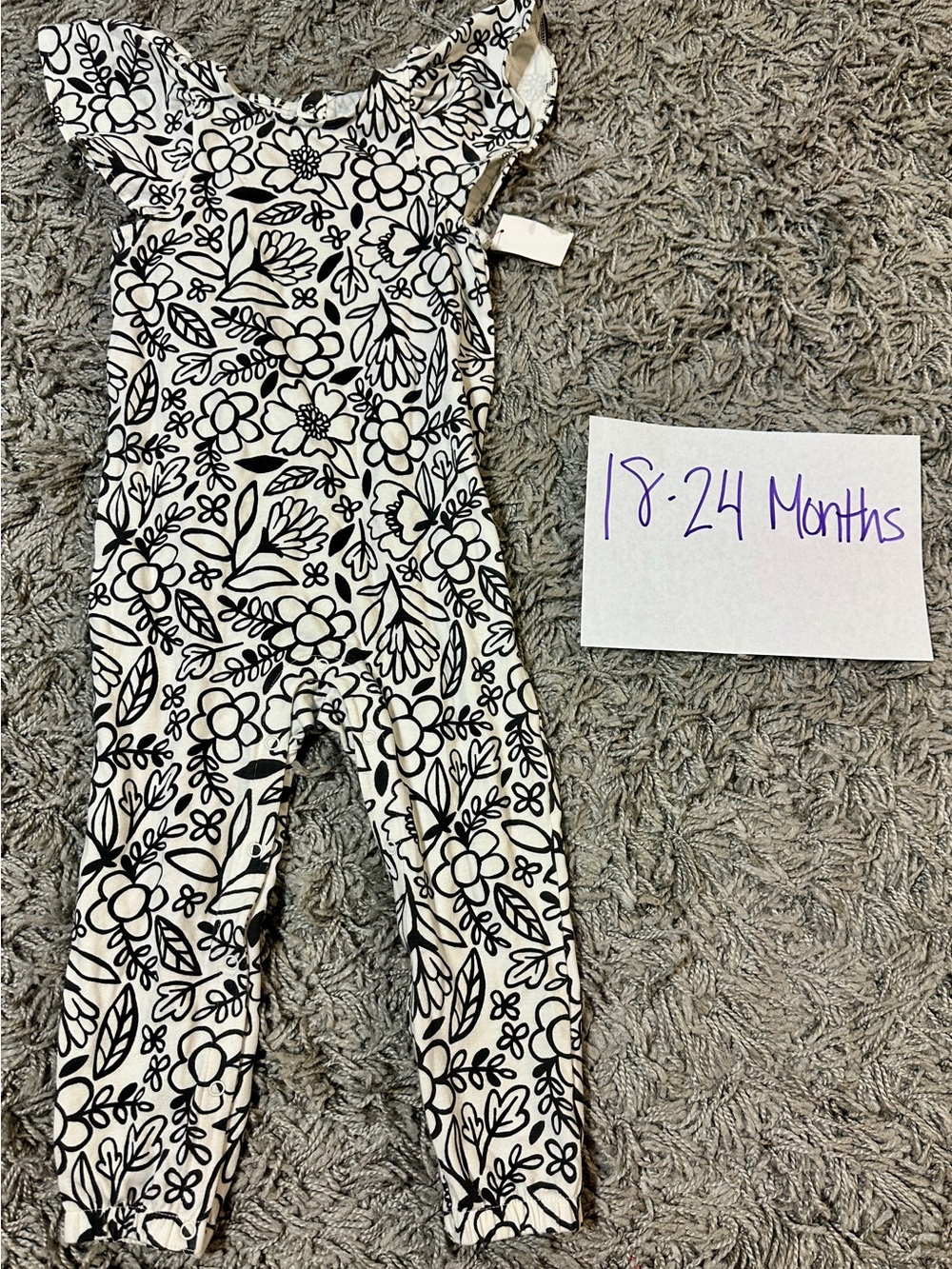 Cat & Jack Black and White Floral One-Piece Romper